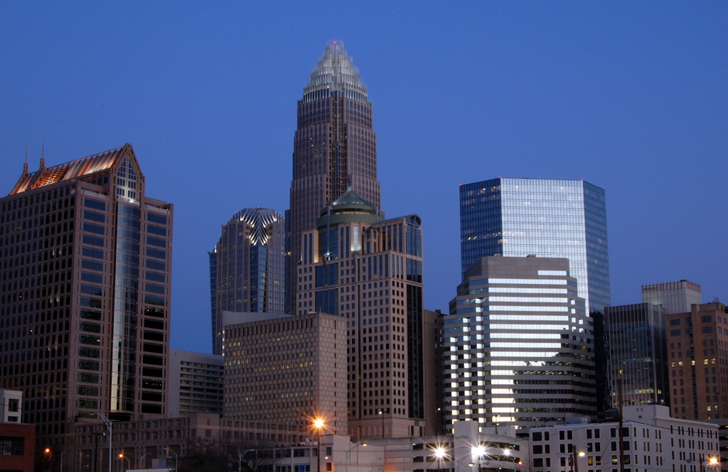 Charlotte, North Carolina skyline with the Bank of America Corporate Center